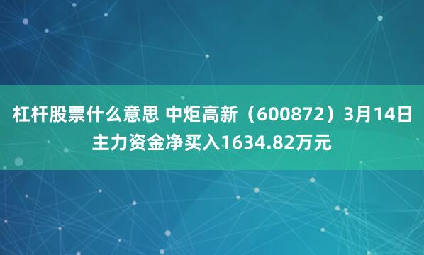 杠杆股票什么意思 中炬高新（600872）3月14日主力资金净买入1634.82万元