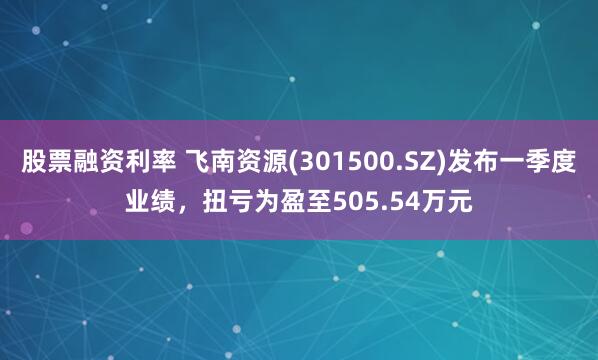 股票融资利率 飞南资源(301500.SZ)发布一季度业绩，扭亏为盈至505.54万元