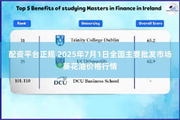 配资平台正规 2025年7月1日全国主要批发市场葵花油价格行情